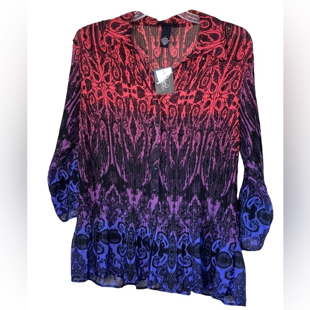 NWT- Liz & Me Multi color sheet blouse- tunic. Size 1X - Picture 4 of 9